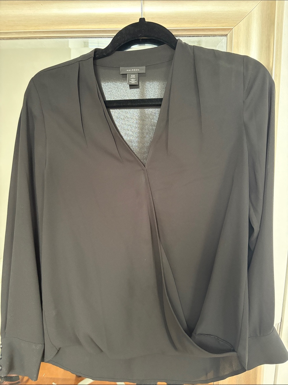 Halogen Black V-Neck Wrap Blouse
